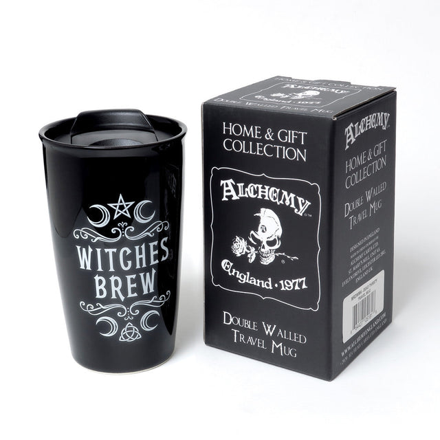 12 oz Black Ceramic Travel Mug - Witches Brew - Magick Magick.com