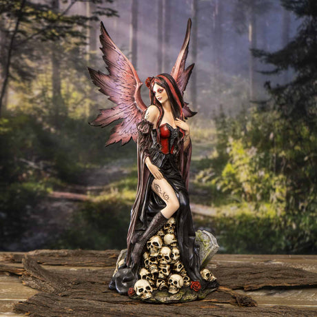 12.6" Fairy Statue - Gothic Fairy with Skulls - Magick Magick.com