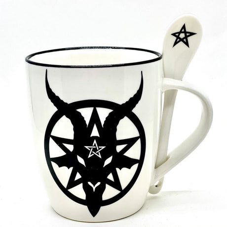 13 oz Ceramic Mug and Spoon Set - Baphomet - Magick Magick.com