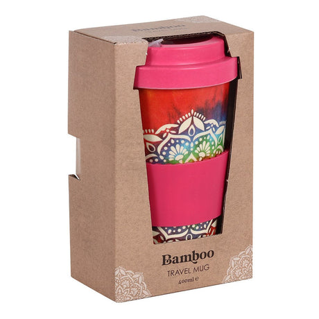 13.5 oz Bamboo Travel Mug with Sleeve - Tie Dye Mandala - Magick Magick.com