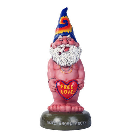 14" Gnome Statue - Free Love Hippie - Magick Magick.com