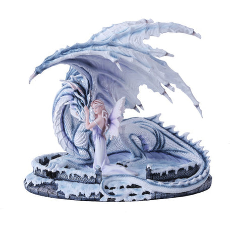 15.5" Fairy Statue - Winter Fairy with Dragon - Magick Magick.com