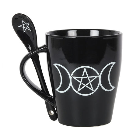 16 oz Ceramic Mug and Spoon Set - Triple Moon - Magick Magick.com