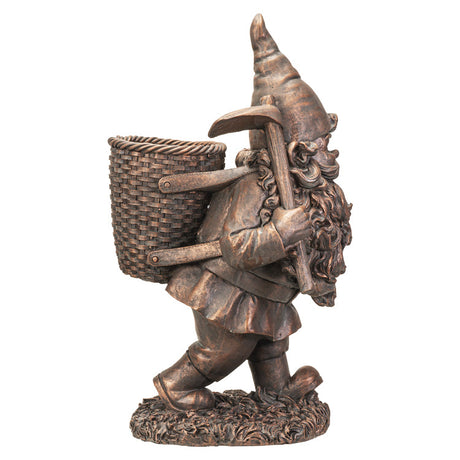 18" Gnome Statue - Bronze Gnome Planter - Magick Magick.com