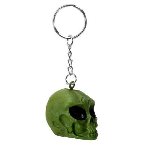 1.25" Green Alien Skull Key Chain - Magick Magick.com