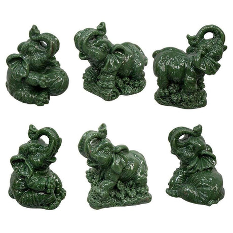 1.75" Polyresin Feng Shui Figurines - Elephants - Jade (Set of 6) - Magick Magick.com