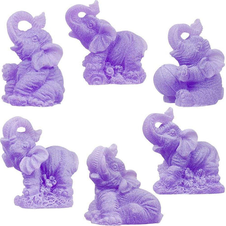 2" Frosted Acrylic Feng Shui Figurines - Elephants - Purple (Set of 6) - Magick Magick.com