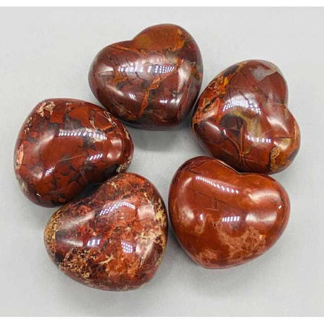 2" Puffed Gemstone Heart - Brecciated Jasper - Magick Magick.com