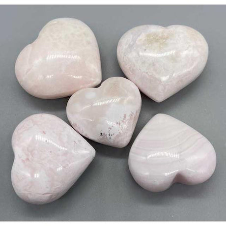 2" Puffed Gemstone Heart - Mangano Calcite - Magick Magick.com