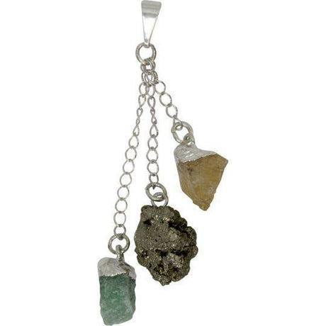 2.25" Gemstone Pendant - Prosperity - Citrine, Pyrite, Green Aventurine - Magick Magick.com