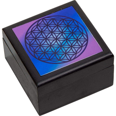 2.5" Velvet Lined Printed Jewelry Box - Flower of Life - Magick Magick.com
