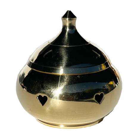 3" Brass Heart Cone Burner - Magick Magick.com
