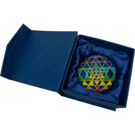3" Clear Glass Paper Weight - Sri Yantra - Magick Magick.com