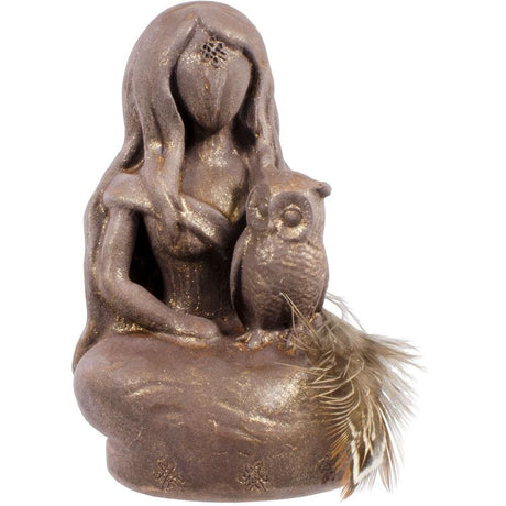 3" Gypsum Cement Figurine - Athena Owl Goddess - Magick Magick.com