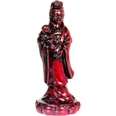 3" Polyresin Redstone Feng Shui Figurine - Quan Yin with Infant - Magick Magick.com