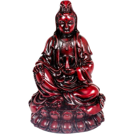 3.75" Polyresin Redstone Meditating Quan Yin Figurine - Magick Magick.com