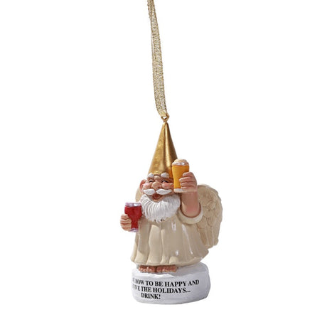 4" Tree Ornament - Gnome Drunk Angel - Magick Magick.com