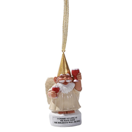 4" Tree Ornament - Gnome Wine Angel - Magick Magick.com