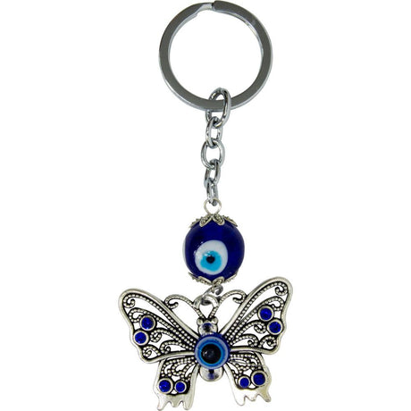 4.75" Evil Eye Talisman Key Ring - Butterfly with Gems - Magick Magick.com