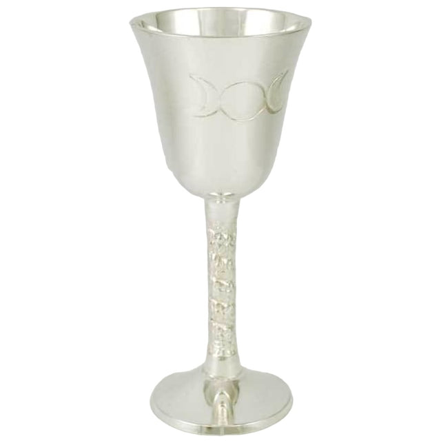 4.75" Silver Plated Chalice / Goblet - Triple Moon - Magick Magick.com