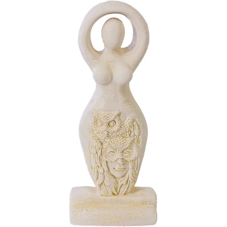 5.5" Gypsum Cement Figurine - Owl Goddess - Magick Magick.com