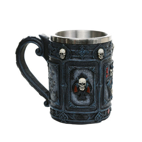 5.5" Stainless Steel Resin Mug - Poker Skull - Magick Magick.com