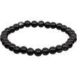 6-8 mm Elastic Bracelet Round Beads - Quartz with Black Tourmaline - Magick Magick.com