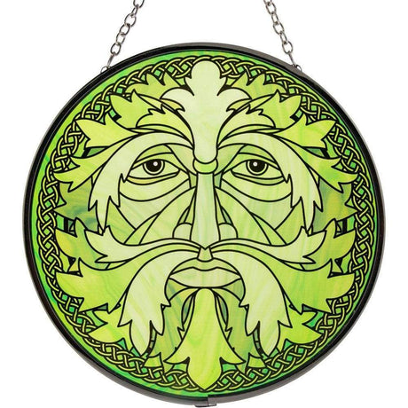 6" Glass Suncatcher - Green Man Celtic - Magick Magick.com