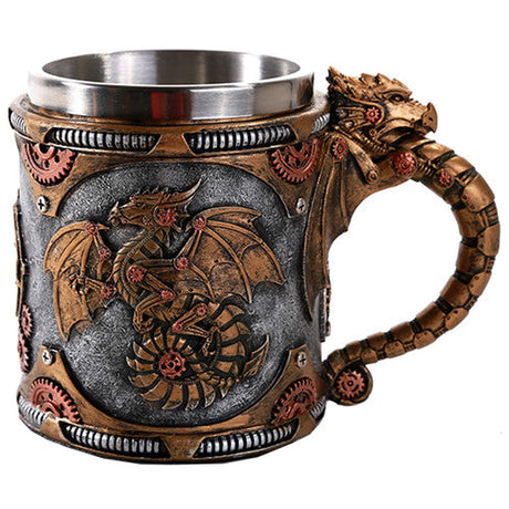 6" Stainless Steel Resin Mug - Steampunk Dragon - Magick Magick.com