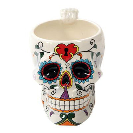 6.5" Ceramic Mug - Day of the Dead Skull White - Magick Magick.com