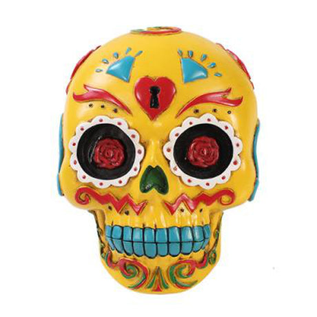6.75" Day of the Dead Wall Plaque - Yellow - Magick Magick.com