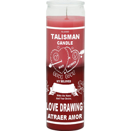 7 Day Glass Candle 2 Color Love Drawing - Pink / Red - Magick Magick.com