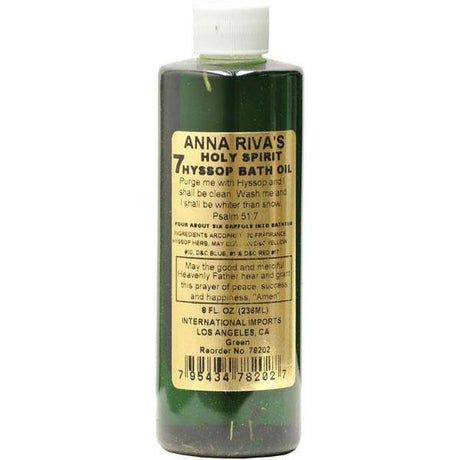 8 oz Bath Oil Anna Riva's 7 Holy Hyssop - Green - Magick Magick.com