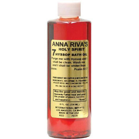 8 oz Bath Oil Anna Riva's 7 Holy Hyssop - Red - Magick Magick.com