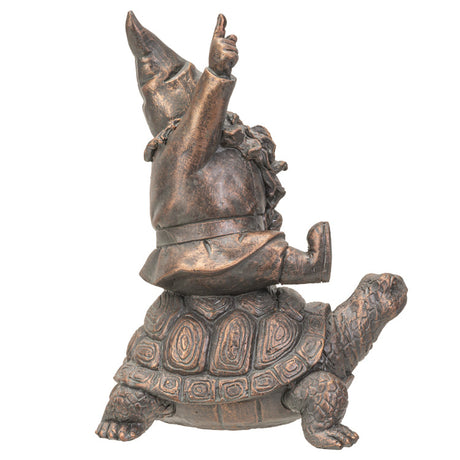 8.4" Gnome Statue - Bronze Gnome on Turtle - Magick Magick.com