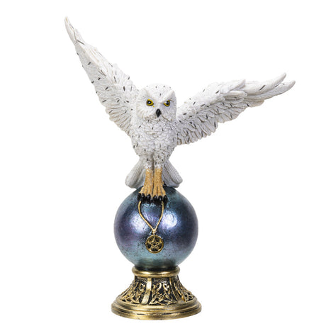 9.25" White Owl on Orb Statue - Magick Magick.com