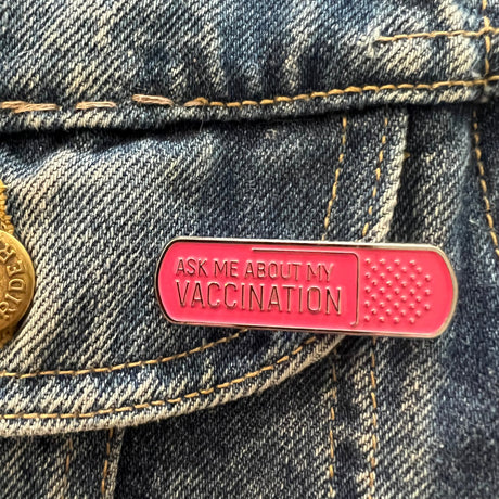 Ask Me About My Vaccination Bandaid Enamel Pin - Magick Magick.com
