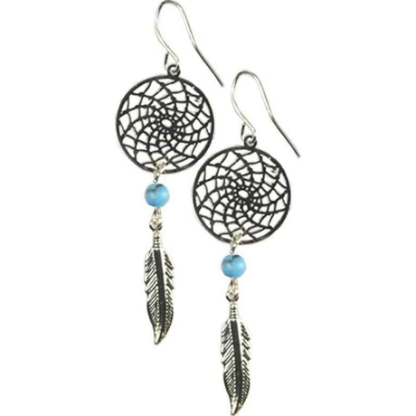 Dream Catcher Earring with Turquoise - Magick Magick.com