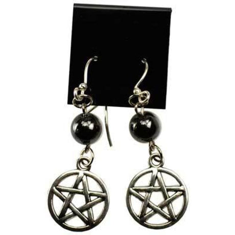 Hematite Pentagram Earrings - Magick Magick.com