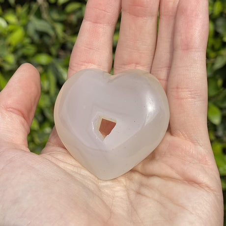 Natural Clear Agate Geode Hand Carved Heart - .12 lbs (2 x 2 x .5 inches) - Magick Magick.com