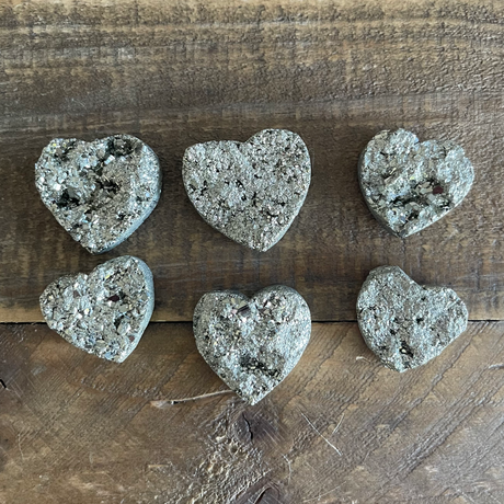 Natural Pyrite Hand Carved Crystal Druzy Heart - (1 - 1.5 inch) - Magick Magick.com