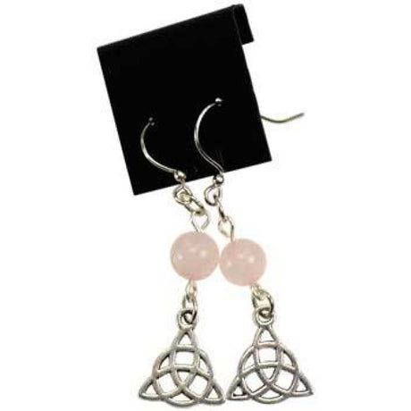 Rose Quartz Triquetra Earrings - Magick Magick.com