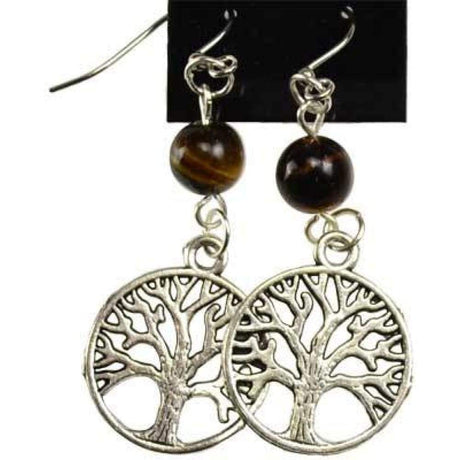 Tigers Eye Tree of Life Earrings - Magick Magick.com