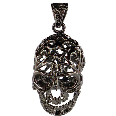 Tumbled Stone Skull Cage Pendant - Black - Magick Magick.com