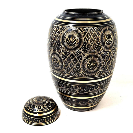 10" Black Heavy Duty Brass Solid Urn (200 Cubic Inch Space) - Magick Magick.com