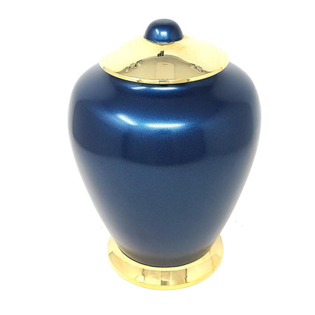 10" Blue Heavy Duty Brass Solid Urn (200 Cubic Inch Space) - Magick Magick.com