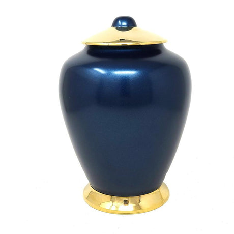 10" Blue Heavy Duty Brass Solid Urn (200 Cubic Inch Space) - Magick Magick.com