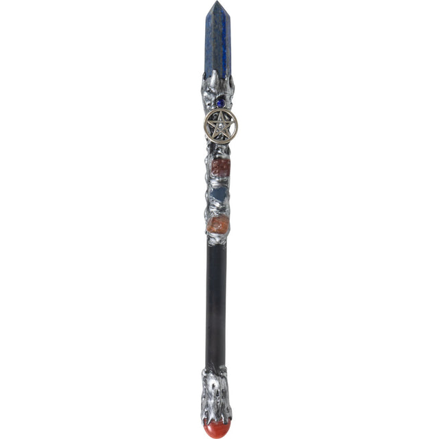 10" Magick Wand - Lapis Point with Silver Pentacle - Magick Magick.com