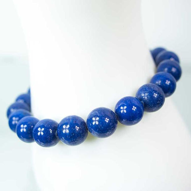 10 mm Elastic Bracelet Round Beads - Lapis with Celtic Stainless Steel Clasp - Magick Magick.com