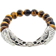 10 mm Elastic Bracelet Round Beads - Tiger Eye with Stainless Steel Eagle Heads - Magick Magick.com